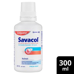 Colgate Savacol Alcohol Free Blue Antiseptic Rinse 300mlx6