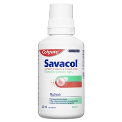 Colgate Savacol Alcohol Free Green Antiseptic Rinse 300mlx6