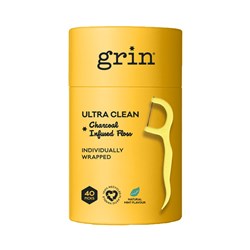100% Recycled Adults 40 Ultra Clean Charcoal Floss Picks 8pk