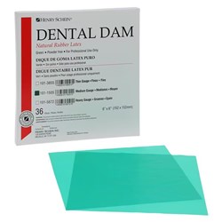 Henry Schein Rubber Dam Latex Medium 6"x6" box 36