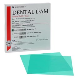 Latex Rubber Dam 5 in x 5 in Thin Gauge Green Box of 52