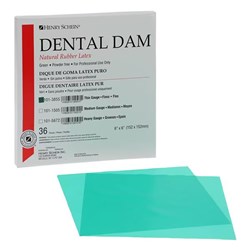 Henry Schein Rubber Dam Latex Thin 6"x6" box 36